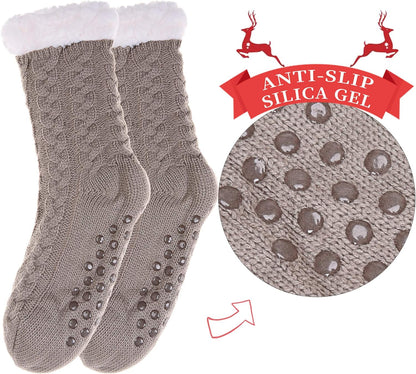 Women'S Winter Super Soft Warm Cozy Fuzzy Fleece-Lined with Grippers Slipper Socks